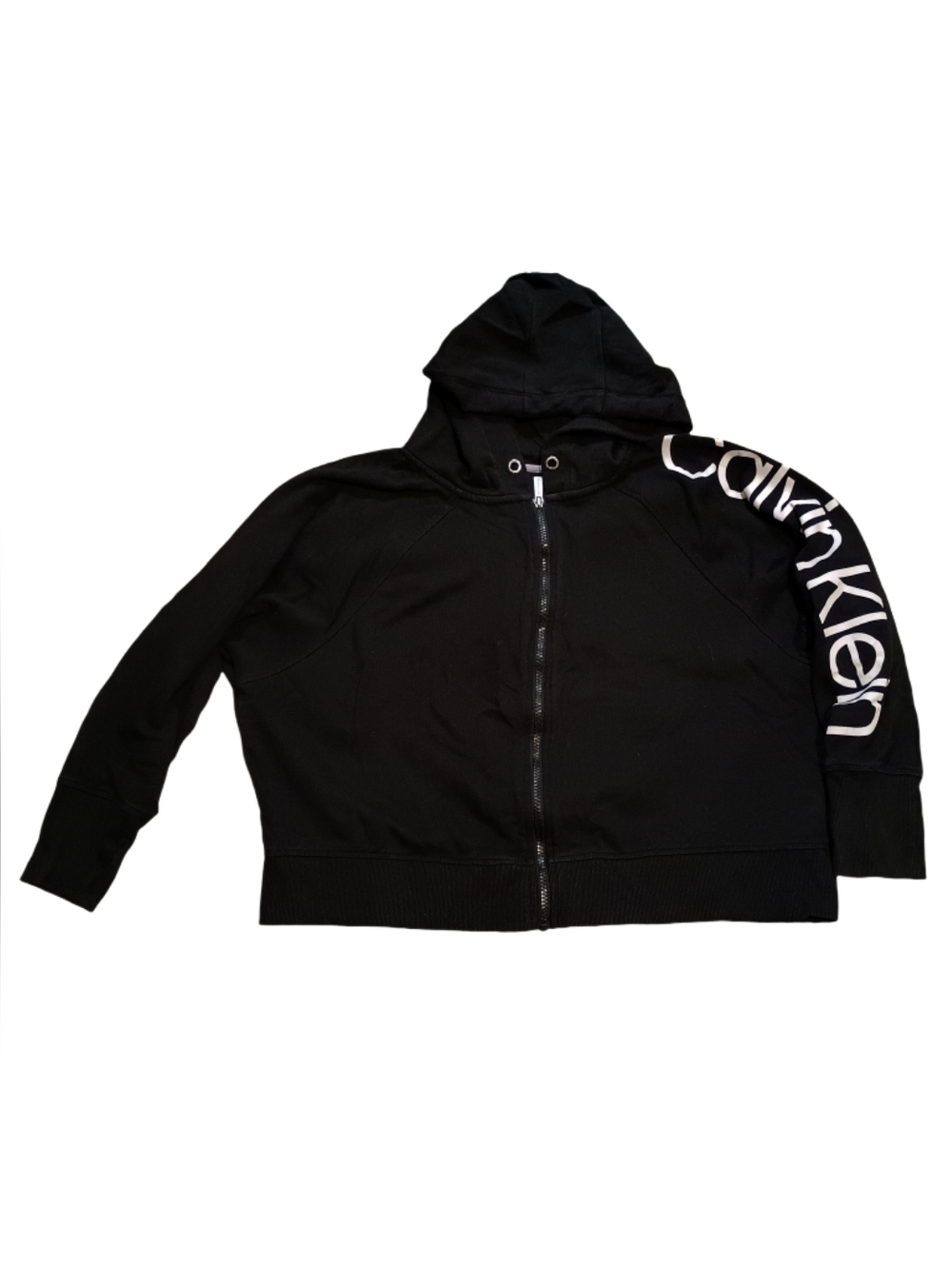 Calvin Klein Black Performance Crewneck Sweatshirt with White Logo Print Unisex